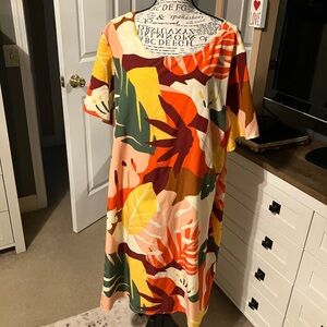 SHEIN Multicolor Leaf Print Midi Dress